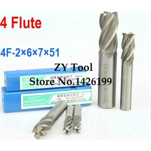 Free shipping 5pcs 2.0mm 4 Flute HSS & Extended Aluminium End Mill Cutter CNC Bit Milling Machinery tools Cutting tools