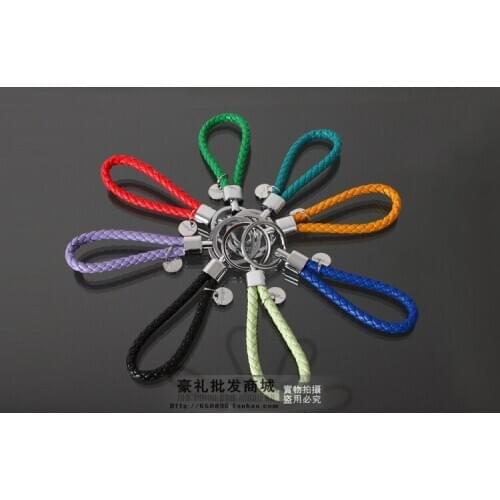 FREE SHIPPING BY DHL 200pcs/lot 2015 High Quality Genuine Leather Braided Keychains Car Keyrings for Man and Woman