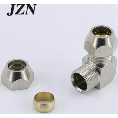 Free shipping ( 2 PCS ) Brass gas pipe lock female card sleeve elbow butt right angle PV-4/6/8/10/12/14/16mm copper pipe alumin