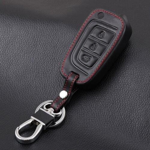 Car Key Case Cover Leather for Hyundai Elantra Solaris 2016 2017 2018 3 Buttons Folding Remote Keys Shell