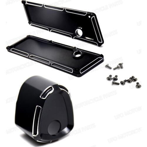 Black Slope Cut Ignition Switch&Saddlebag Cover For Harley Touring Street Glide 96-13
