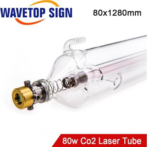WaveTopSign 80W Co2 Glass Laser Tube Positive High Voltage 80x1280mm Glass Laser Lamp for CO2 Laser Engraving and Cutter Machine