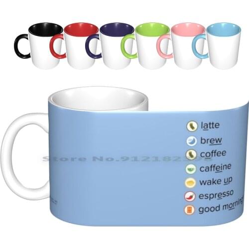 Good Morning , Coffee! Ceramic Mugs Coffee Cups Milk Tea Mug Colorvowel Colorvowelmug Colorvowelwordlist Colorvowelcoffee