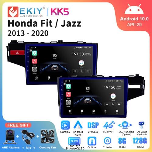 EKIY 1280*720 Car Stereo Radio for HONDA FIT JAZZ 2014-2020 Multimedia Video Player GPS Navigation Android 10 Receiver Head Unit