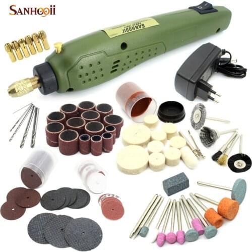 SANHOOII Mini Power Rotary Tool Electric Drill + Grinding Accessories Set for Engraving Machine Electric Tool kit