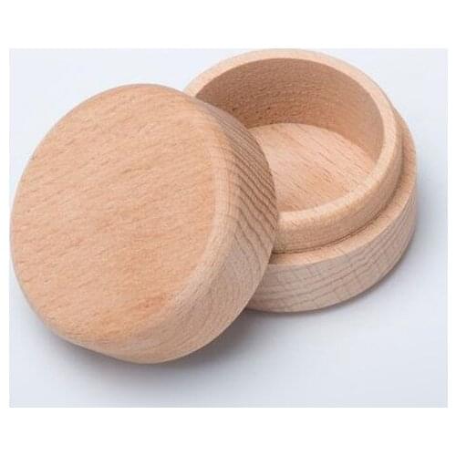 ILFML Locked Cover Portable Wooden Round Jewelry Storage Box Ring Gift Packing Box Earrings Container Storage Case
