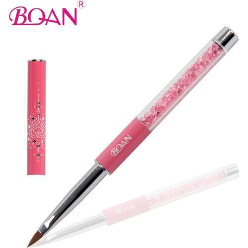 BQAN 4# 5 PCs/ Lot Acrylic Crystal Nail Brush Rhinestone Handle Nail Salon Using Pure Sable Kolinsky Hair Manicure Nail Art Tool
