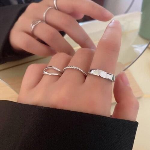 3pcs Fashion Punk Joint Ring Set Geometric Minimalist Jewelry Metal Circular Golden Ring For Women Street Dance Accessiory