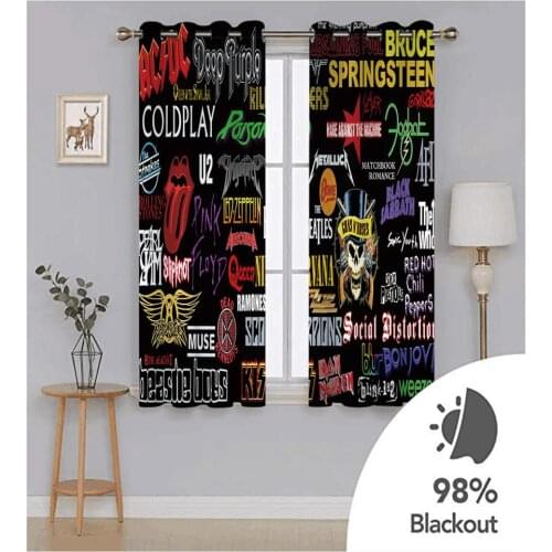 Creative color letter pattern Curtain Polyester Fabric For Living room Bedroom Blackout Drapes Indoor Decor 2 Panels With Hooks