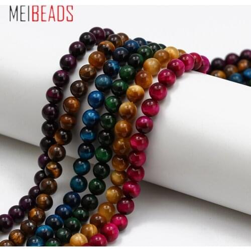 MEIBEADS Natural Stone Magenta Blue Lapis Lazuli Brown Purple Tiger Eye Round Beads For Handmade Jewelry Making Accessories BT84