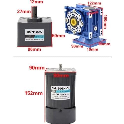 120 w 220 v ac motor adjustable speed gear motor and reversing motor turbine gear motor