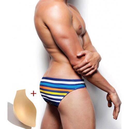 Brand Striped Swimming Trunks Quick Dry Bathing Suit Mens Low Waist Boxer Swimsuit Sexy Gay Briefs Swimwear Summer Beachwear