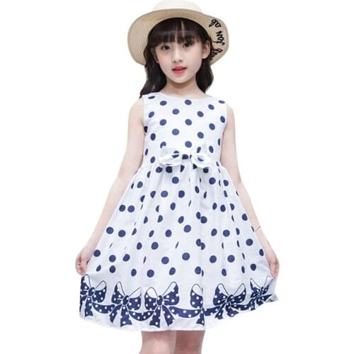 Dress Girl Dot Pattern Girls' Dresses Bow Kids Dress Summer Girls Costumes Kids 6 8 10 12 14