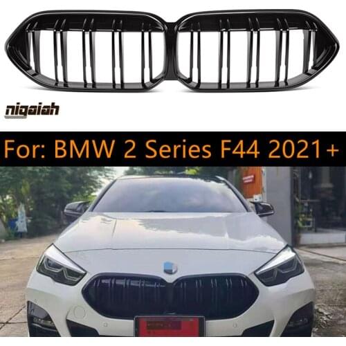 Front Bumper Grille Glossy Black Kidney Grille ABS Racing Grills For BMW 2 Series F44 2021+ Gran Coupe