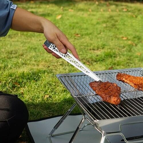 Barbecue Tongs BBQ Cooking Food Serving Stainless Steel Hollow-Out Barbecue Heat Resistant Buffet Restaurant Tools Accessories