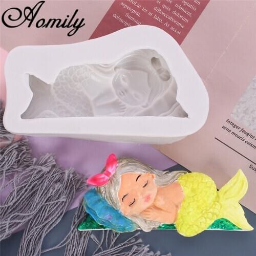 Aomily Mermaid Princess Shape Silicone Cake Molds Fondant Mold Chocolate Mold Pastry Jelly Cake Mould Moldes Para Reposteria