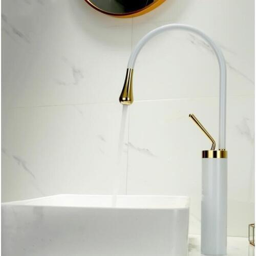 Basin faucets Black gold bathroom faucet for bathroom basin mixer tall taps waterfall mixer single hole sink faucet torneira