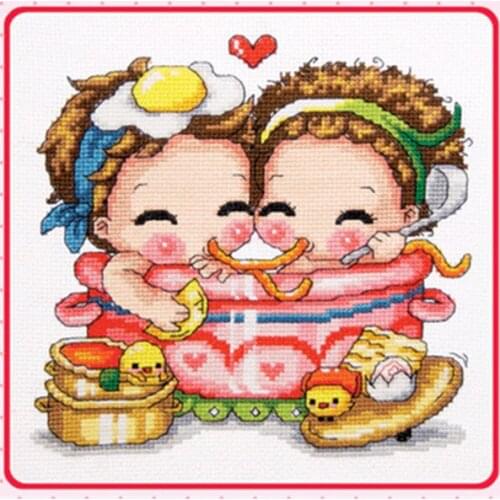 SO325 DIY Craft Stich Cross Stitch Cute Cartoon Painting Cotton Fabric Needlework Embroidery Crafts Counted Cross-Stitching Kits