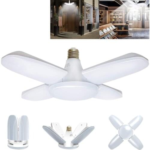 30/45/60/80W LED Garage Light E27 Foldable Fan Blade Light Deformable Garage Ceiling Lights For Living Room Basement Workshop