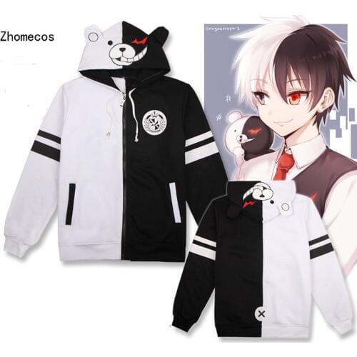 Adult Cotton Unisex Anime Danganronpa Monokuma Hooded Hoodies Jackets Coat Costumes Cosplay For Woman Man Plus Size