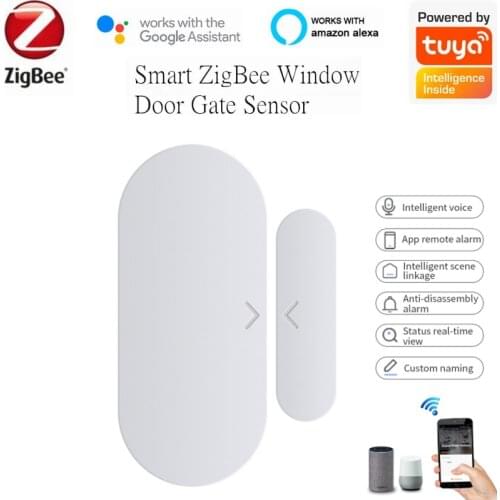 Smart Door Window Sensor Zigbee Wireless Connection Smart Mini Door Sensor Work With Alexa Google Home Sensor App Control