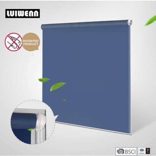LUIWENN 100% Blackout Tension Roller Blinds No Drill Installation Inside Mount Only Window Roller Shutters For Windows Room