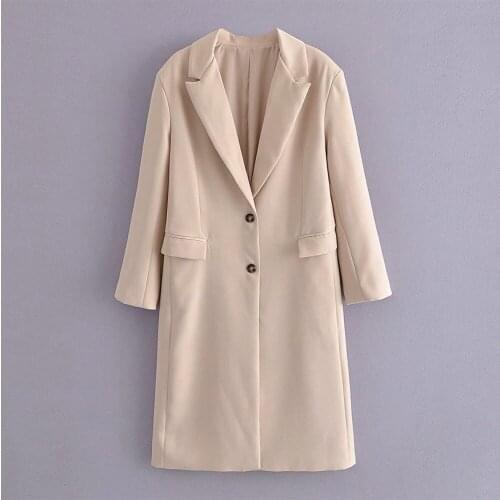 ZA spring and autumn windbreaker womens loose long-sleeved coat coat medium-length loose solid color thin casual top jacket