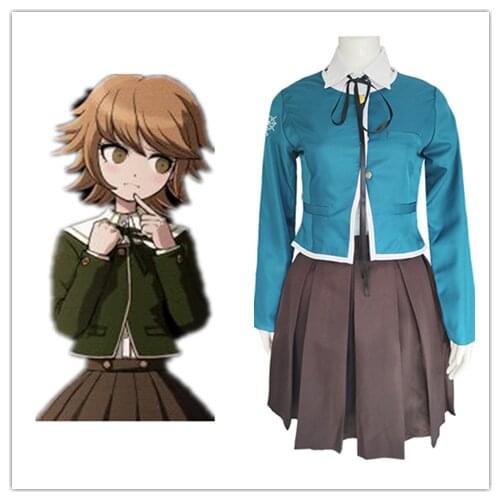 Danganronpa Chihiro Fujisaki Cosplay Costume Female Girl School Uniform Coat Shirt Dress Full Suit Halloween Costumes