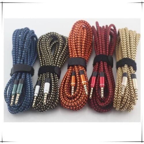 1.5Metre/5 feet Braid Aux Cable Unbroken Metal connector Car audio extension Cable 3M 10FT 3.5MM Male to Male Universal For Mobi