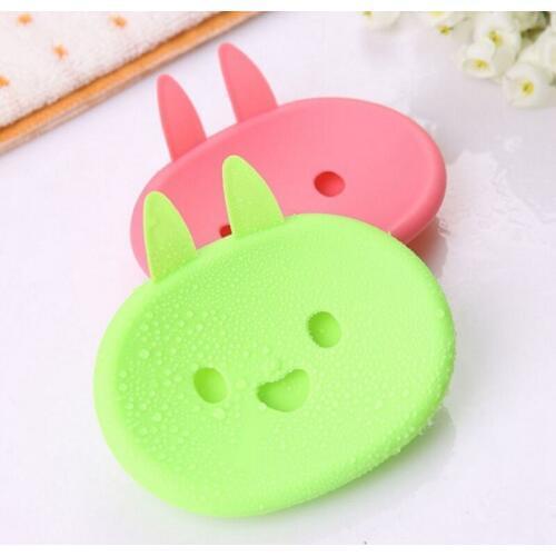 1Pcs Cartoon Cute Rabbit ABS Drain Soap Box Convenient Creative Double-deck Hare with Ears Bathroom Storage Products