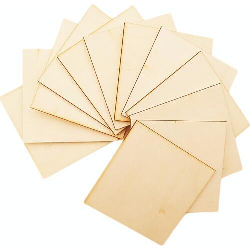 10 Pcs Blank Wooden Square Natural Rustic Wood DIY Crafts Tags Wedding Christmas Decorations Wooden Supplies Ornaments