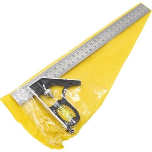 300Mm Adjustable Combination Square Angle Ruler 45/90 Degree Bubble Level Multifunctional Gauge Measuring Tool Right Angle Ruler