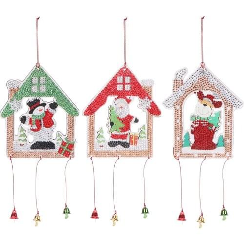 3D DIY Applique Rhinestone House Kits Mosaic Diamond Patches Hanger Pendant Art Handmade Crafts for Christmas Decorations