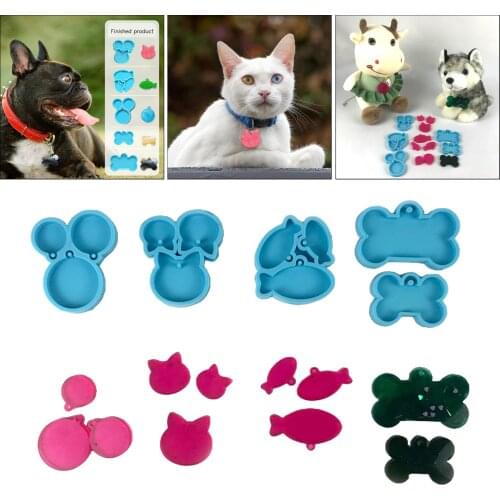 5Pcs Pet ing Tag Silicone Mould DIY Crafts Jewelry Casting Tools Pendants Epoxy Resin Mold for Keychain Making