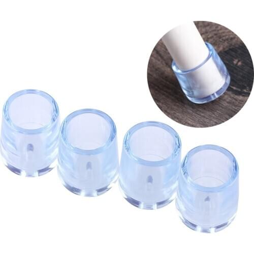 8PCS/pack Silicone Chair Leg Caps Transparent Feet Pads Furniture Table Covers Socks Floor Protectors Round Bottom Non-Slip Cups
