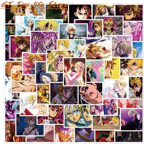B 52Pcs Japan Anime The Seven Deadly Sins Cartoon Stickers For Laptop Luggage Motorcycle Phone Skateboard Kids Sticker Toys