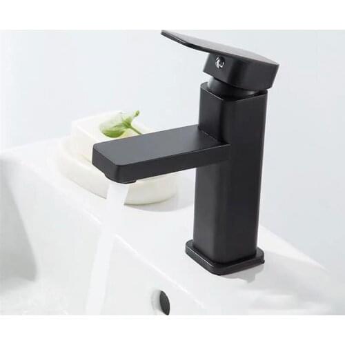 Black Square Paint Sink Faucet Washbasin Faucet Bathroom Basin Faucets Hot Cold Mixer Tap Single Hole Kitchen Bathroom Fixtures
