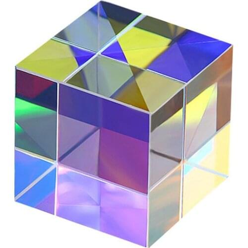Color Prism Combiner Splitter Cross Dichroic K9 Optical Glass Ice Cube Trichroic Prisms for Teaching Light Spectrum 20mm
