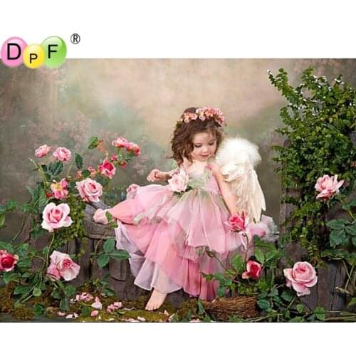 DPF New 5D DIY Diamond Painting Angel Garden Diamond Cross Stitch Full Square Diamond Embroidery Home Decoration Mosaic Painting