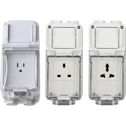 US/UK Plug Electrical Wall Socket Waterproof Outdoor Weatherproof Power Outlet