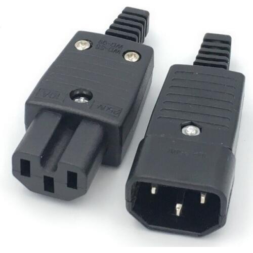1Set 220V AC power jack&plug terminal 3pin AC/DC plug power Electronic connector wire connector male to female