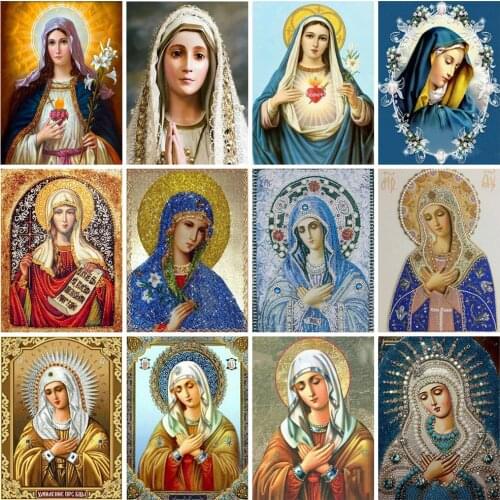 EverShine Diamond Embroidery Virgin Mary Diamond Painting Full Square Religion Cross Stitch Handmade Rhinestones Art Wall Decor