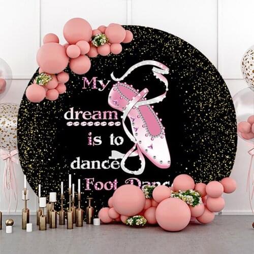 DAWNKNOW Round Circle Photography Background Backdrop Dancing Shoes Children Adult Dream Come True Party Decoration Photo Studio