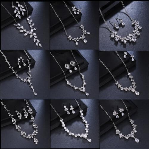 GMGYQ New European Simple Style Jewelry Droplet Zirconia Earrings Suit Fashion Women Wear Accessories