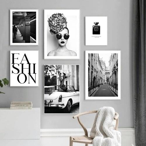 Modern Fashion Decor Picture Canvas Painting Wall Art Black and White Home Decor Posters and Prints for Living Room Art Design