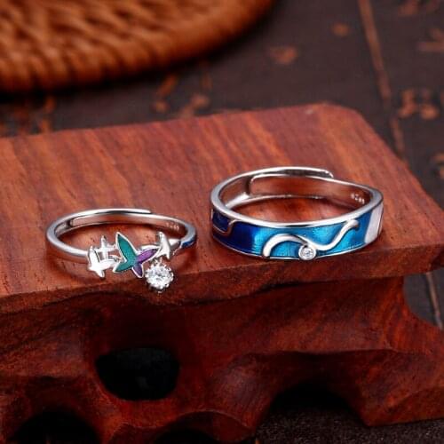 New Style 925 Silver Chinese Qin Se He Ming Style Couple Ring A Pair of Sterling Silver Simple Ring Fashion Jewelry