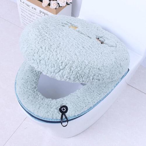 Zipper Style Toilet Seat Cover Winter Soft Toilet Lid Cover Bathroom Closestool Cushions Pad Plush Toilet Ring Mat Comfortable