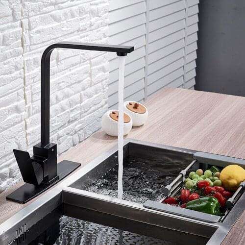 Kitchen Faucet Basin Bathroom Faucet Deck Installation Hot And Cold Home Black 360° Rotating Splash Sink Hot And Cold Mixer