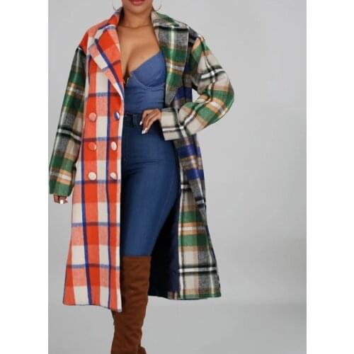 LSFJLYDLYQW Women's Plaid Coats