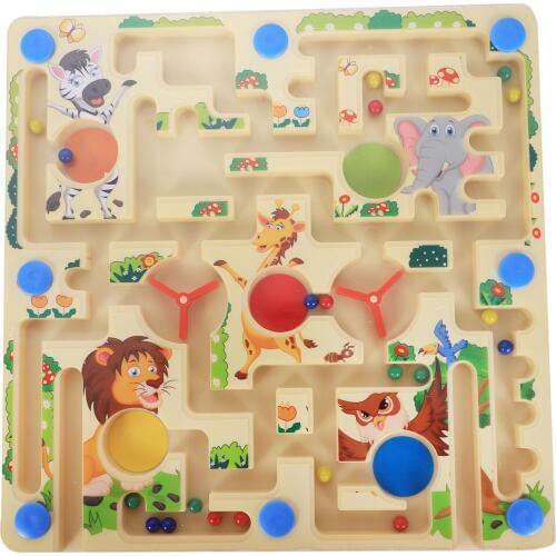 MWZ 2 in 1 Magnetic Maze with Flying Chess Double-faced Labyrinth Maze Educational Interactive Toys, Forest